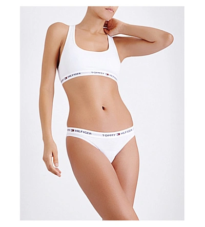 Shop Tommy Hilfiger Iconic Stretch-jersey Bikini Briefs In White