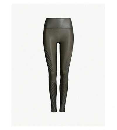 Spanx Women's Faux Leather Moto Leggings In Gunmetal