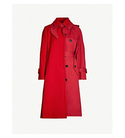 Shop Sacai Melton Wool And Cotton Jacket In Red Red