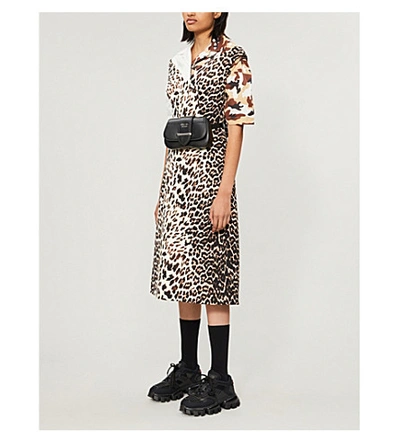 Shop Prada Leopard-print Wool Midi Dress In Albino