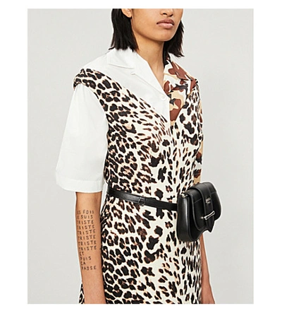 Shop Prada Leopard-print Wool Midi Dress In Albino