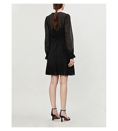 Shop Michael Michael Kors Polka Dot Crepe Mini Dress In Black