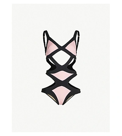 Shop Agent Provocateur Mazzy V-neck Swimsuit In Pink Black