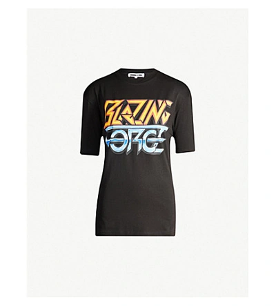Shop Mcq By Alexander Mcqueen Slogan-print Cotton-jersey T-shirt In Black