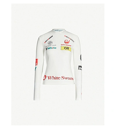 Shop Off-white Logo-print Stretch-jersey Top In White Mutlicolour