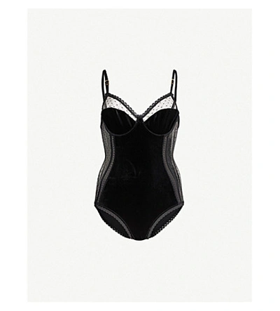 Shop Stella Mccartney Ally Indulging Velvet Body In 001 Black