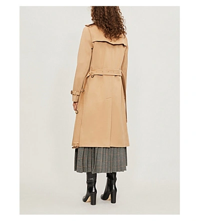 Burberry Womens Camel Brown Check The Heritage Long Kensington Cotton  Trench Coat | ModeSens