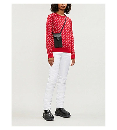 Shop Calvin Klein Logo-print Cotton-jersey Sweatshirt In Red With Ck Print