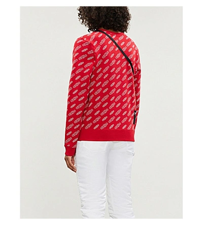 Shop Calvin Klein Logo-print Cotton-jersey Sweatshirt In Red With Ck Print