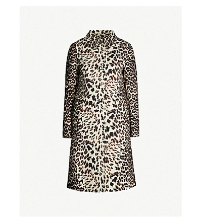 Shop Prada Leopard-print Wool Coat In Albino