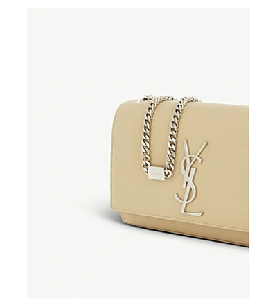 Shop Saint Laurent Kate Monogram Leather Shoulder Bag In Poudre