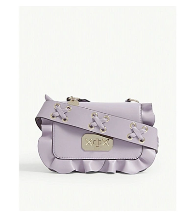 Shop Red Valentino Rock Ruffle Leather Shoulder Bag In Lilac