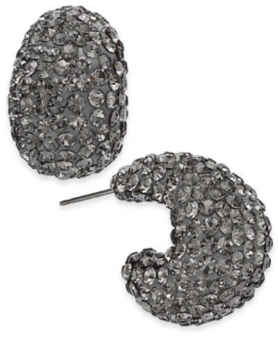Shop Kate Spade Small Stone & Resin Pave Hoop Earrings 1" In Black Diamond