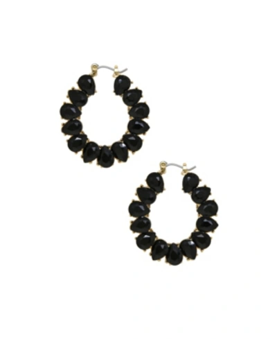 Shop Ettika Statement Crystal Hoop Earrings In Black