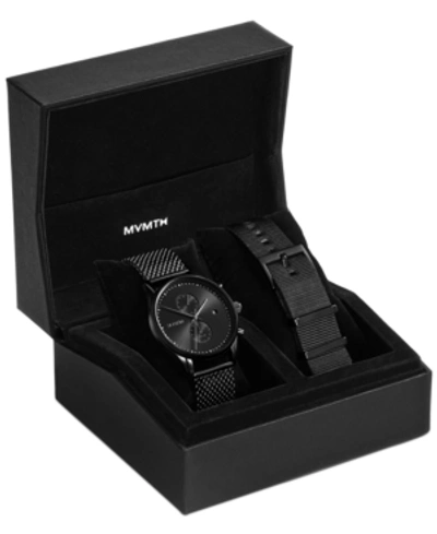 Shop Mvmt Men's Voyager Slate Black-tone Stainless Steel Mesh Bracelet Watch Set 42mm