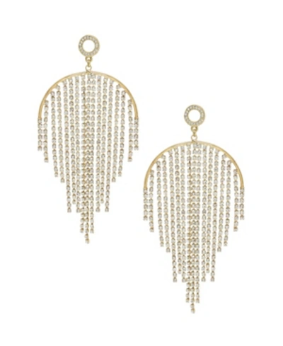 Shop Ettika Crystal Elegance Fringe Earrings In Gold