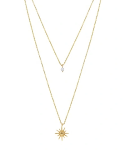 Shop Ettika Layered Starburst Crystal Necklace In Gold