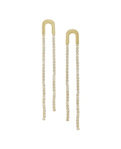 Shop Ettika Double Crystal Chain Drop Earrings In Gold