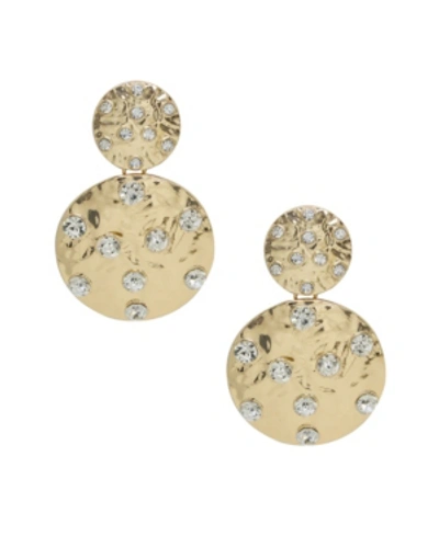 Shop Ettika Double Crystal Studded Disc Earrings In Gold