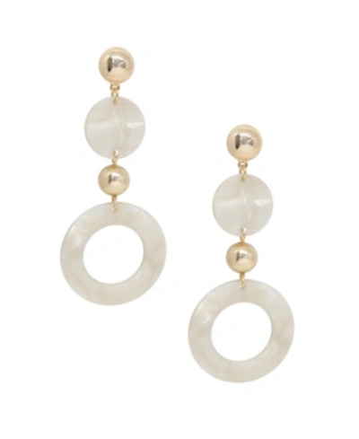 Ettika Soft Focus Resin Circle Drop Earrings In White