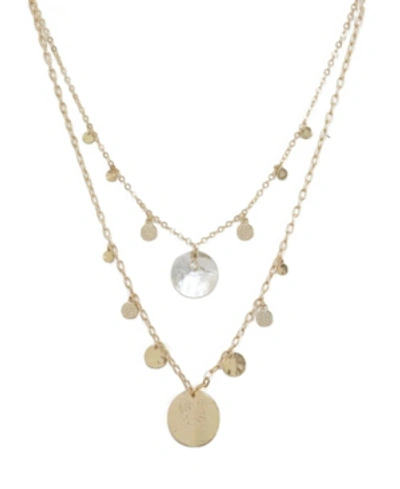 Ettika Pacific Princess Layered Shell Disc Necklace Set In White