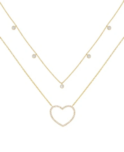 Shop Ettika Crystal Heart Drop Layered Necklace, Set Of 2 In Gold