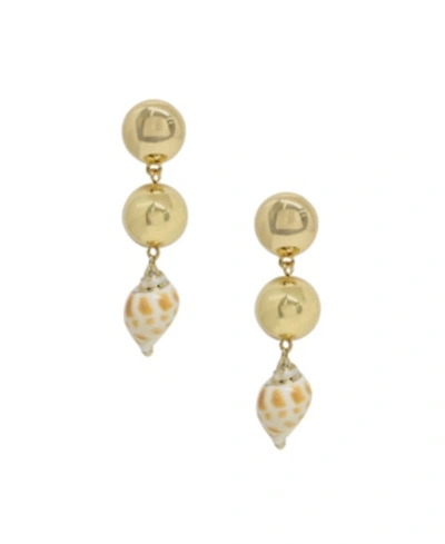 Shop Ettika Conch Shell Drop Earrings In Gold