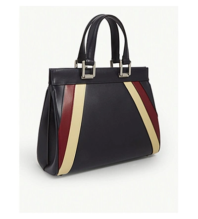 Shop Gucci Zumi Stripe Leather Top Handle Bag In Blue Romantic Multi