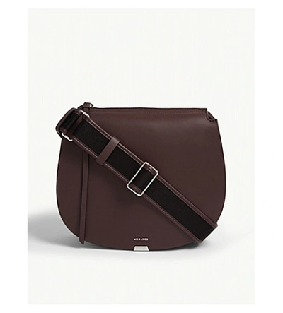 Shop Allsaints Darcy Leather Cross-body Bag In Bordeaux Red