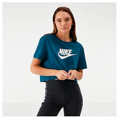 Shop Nike Women's Sportswear Essential Cropped T-shirt In Blue