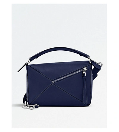 Shop Loewe Puzzle Small Multi-function Leather Bag In Marine