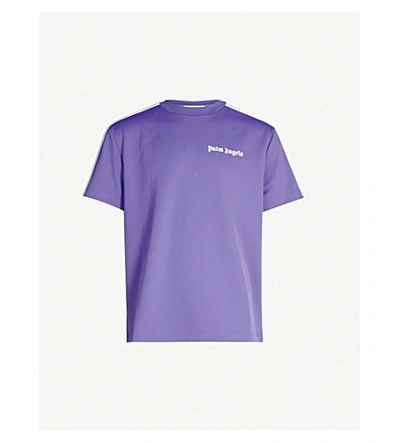 Shop Palm Angels Logo-print Jersey T-shirt In Purple White