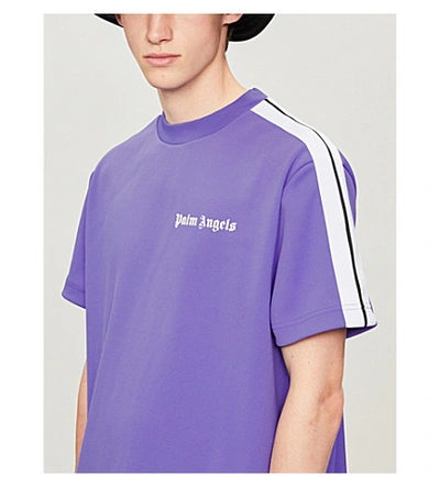 Shop Palm Angels Logo-print Jersey T-shirt In Purple White