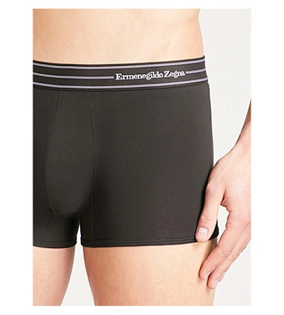Shop Ermenegildo Zegna Mens Black Modern Core Slim-fit Stretch-cotton Trunks
