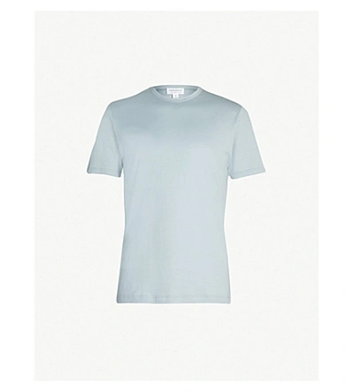 Shop Sunspel Classic Cotton-jersey T-shirt In Light Indigo
