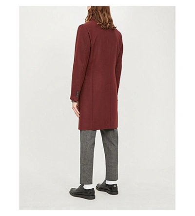 Shop Sandro Apollo Single-breasted Wool-blend Coat In Bordeaux
