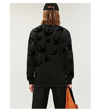 Shop Mcq By Alexander Mcqueen Swallow-print Cotton-jersey Sweatshirt In Darkest Black