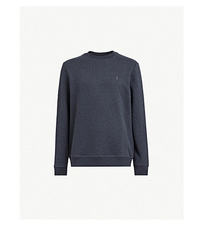 Shop Allsaints Raven Cotton-fleece Sweatshirt In Merchant Ink M