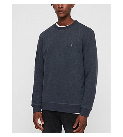 Shop Allsaints Raven Cotton-fleece Sweatshirt In Merchant Ink M
