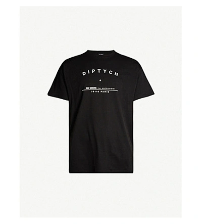 Shop Raf Simons Diptych Cotton-jersey T-shirt In Black