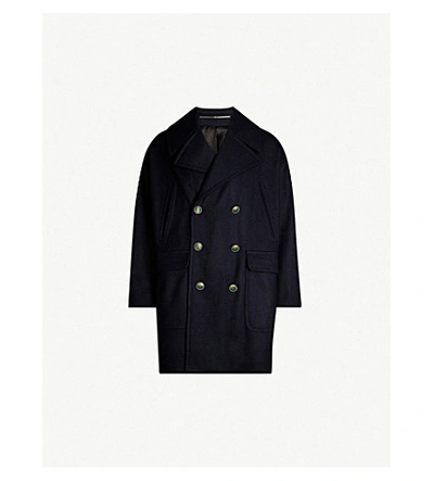 Shop Givenchy Oversized Double-breasted Wool Coat In Navy