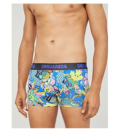 Shop Dsquared2 Graphic-print Stretch-cotton Trunks In Multi