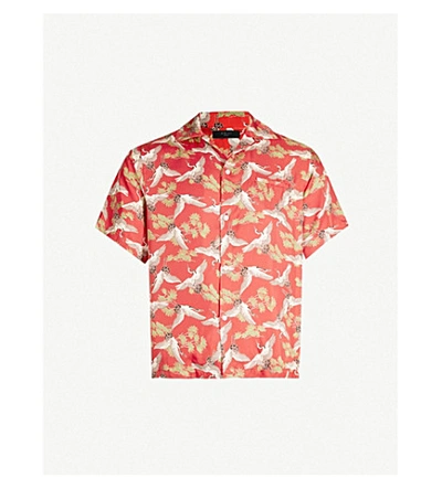 Shop Amiri Graphic-print Relaxed-fit Silk Shirt In Scarlet