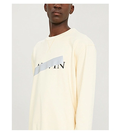 Shop Lanvin Logo-print Cotton-jersey Sweatshirt In Vanilla