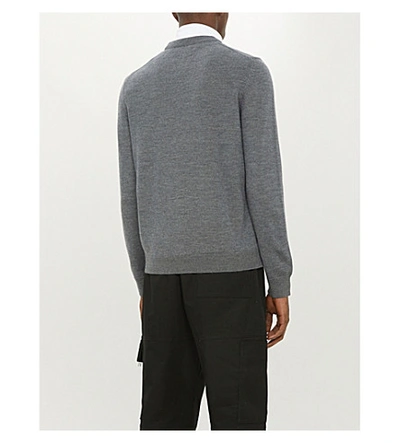 Shop Kenzo Tiger-embossed Wool Jumper In Pale Grey