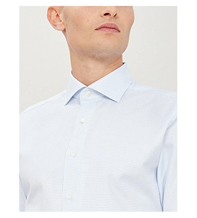 Shop Canali Checked Regular-fit Cotton Shirt In Lt Blue