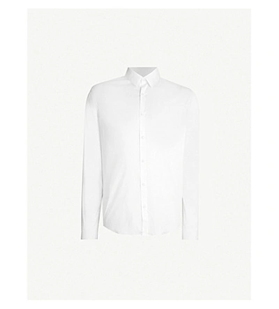 Shop Sandro Mens White Regular-fit Stretch-cotton Shirt