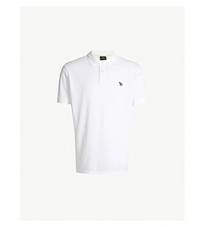 Shop Ps By Paul Smith Zebra-embroidered Cotton-piqué Polo Shirt In White