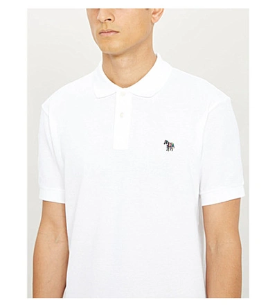 Shop Ps By Paul Smith Zebra-embroidered Cotton-piqué Polo Shirt In White