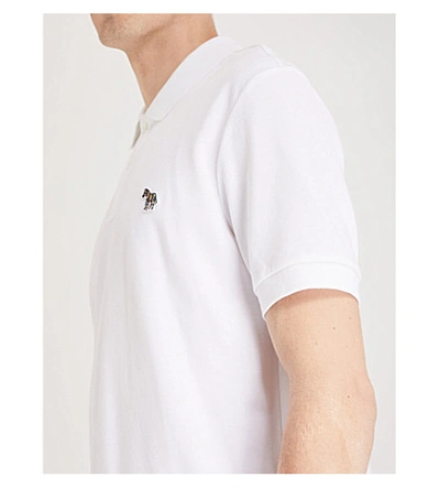 Shop Ps By Paul Smith Zebra-embroidered Cotton-piqué Polo Shirt In White